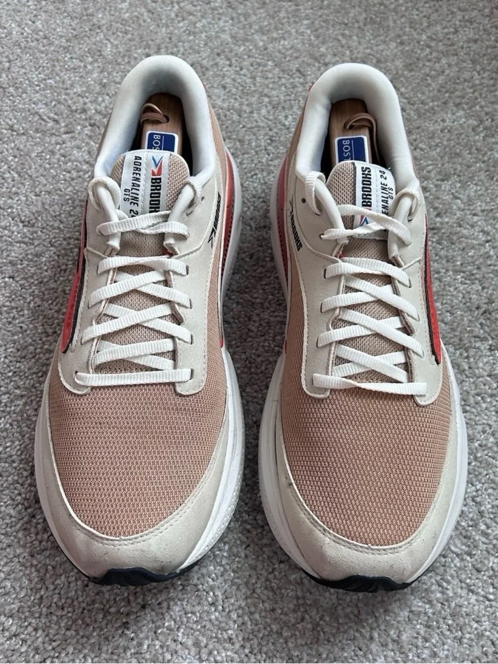 Brooks Adrenaline GTS 24 Men's Size 11.5 D Beige Red Running Shoes 1104371D296